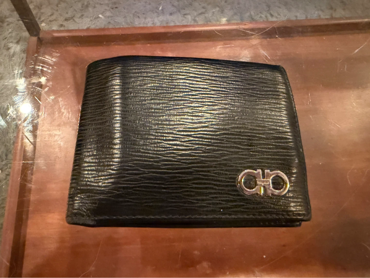 Salvatore Ferragamo Black Leather Bi-Fold Wallet