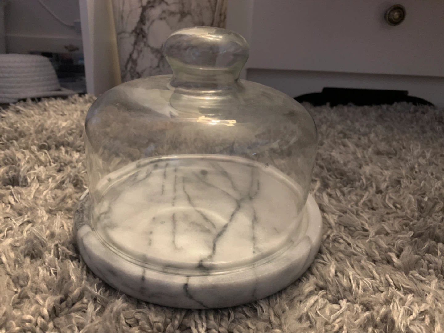 Marble Base Glass Dome Cake Stand