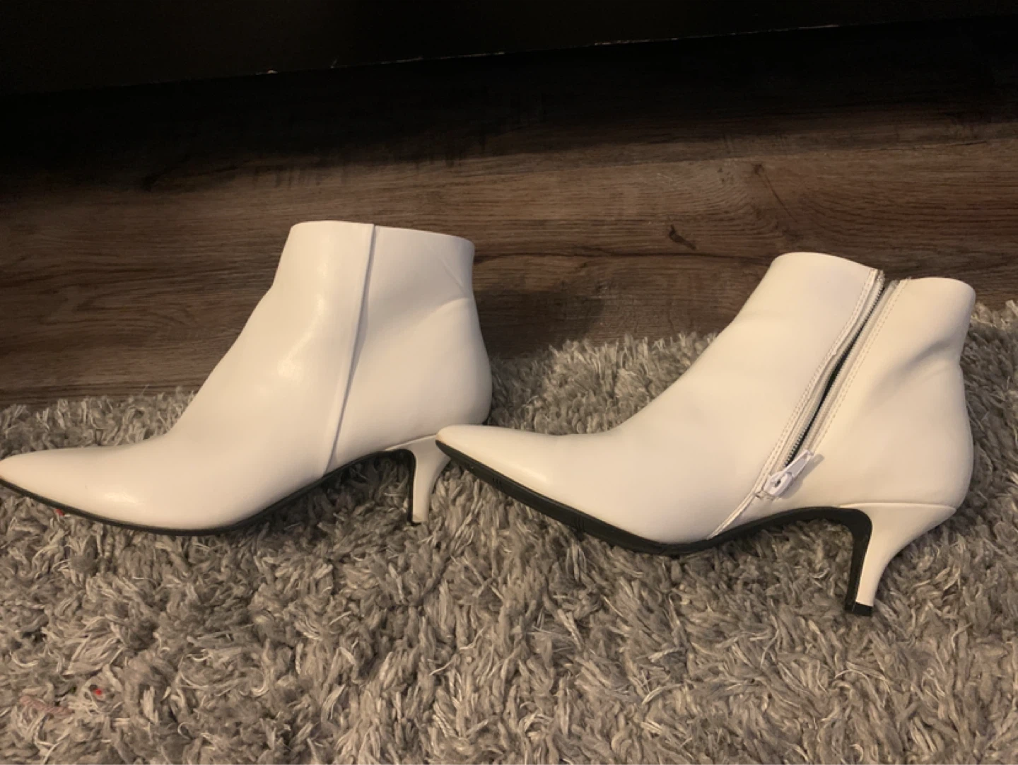 White Ankle Boots with Kitten Heel