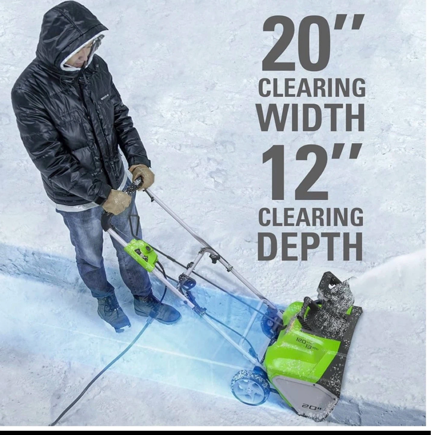 Greenworks 20-Inch Corded Snow Blower - photo 2