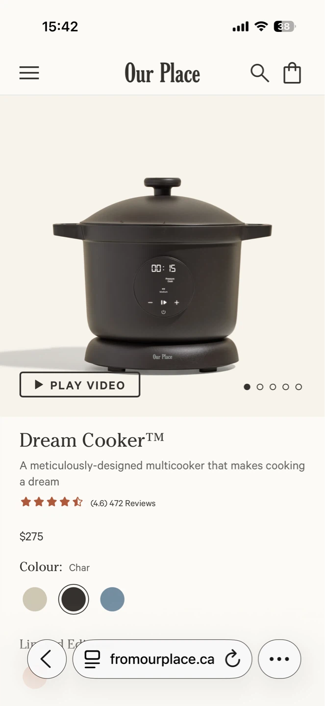 Our Place Dream Cooker Multicooker - Char