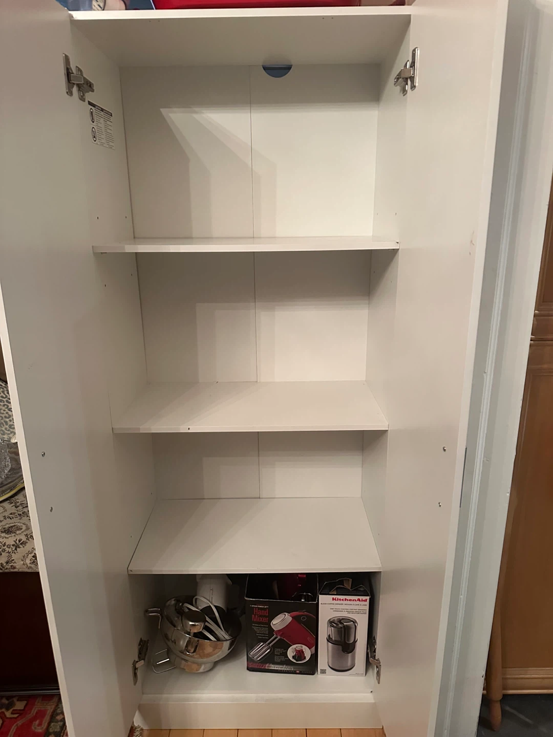 White Storage Cabinet with Decorative Door Panel - photo 2