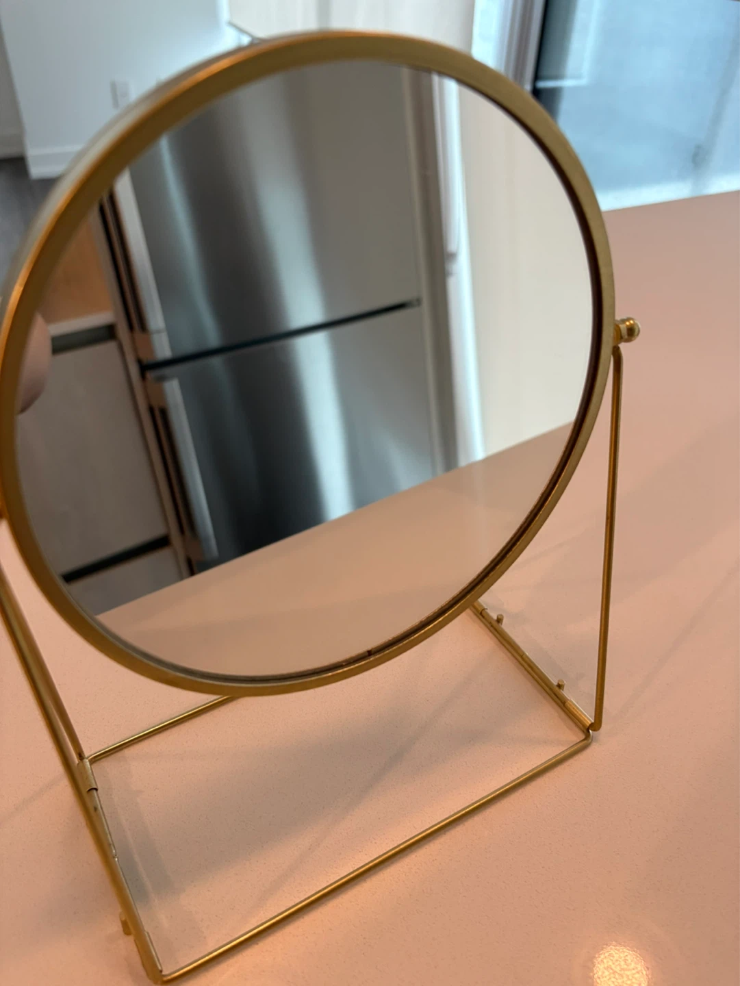 Gold Round Tabletop Vanity Mirror
