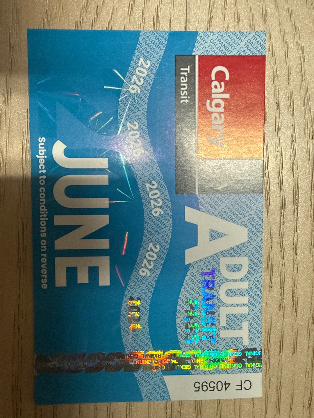 Calgary Transit Adult Monthly Pass - June 2026