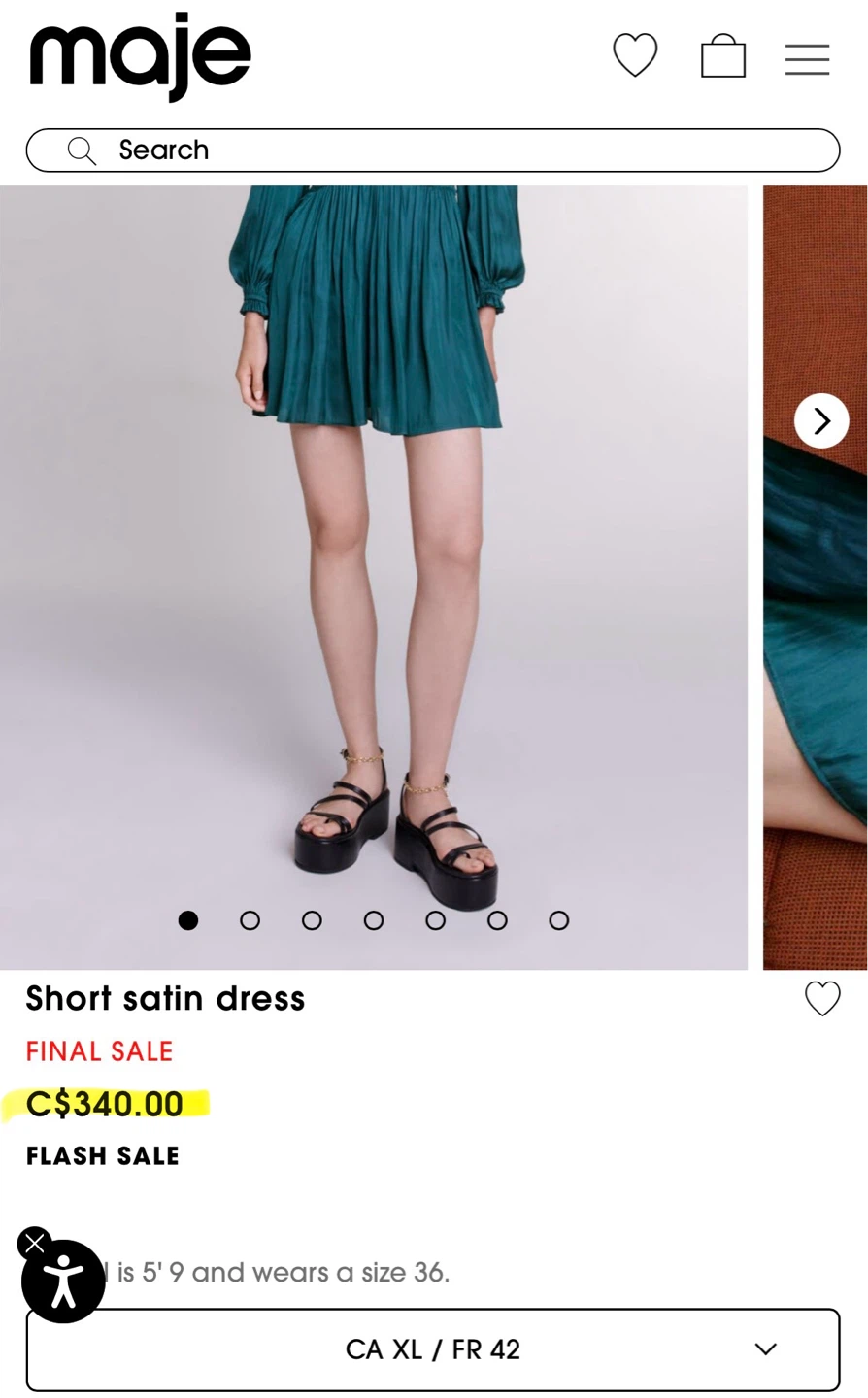 Maje Green V-Neck Smocked Waist Dress - photo 4