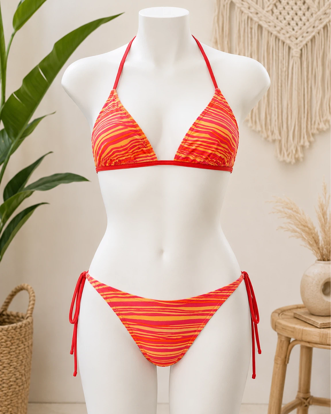 Women's Red & Orange Print Bikini