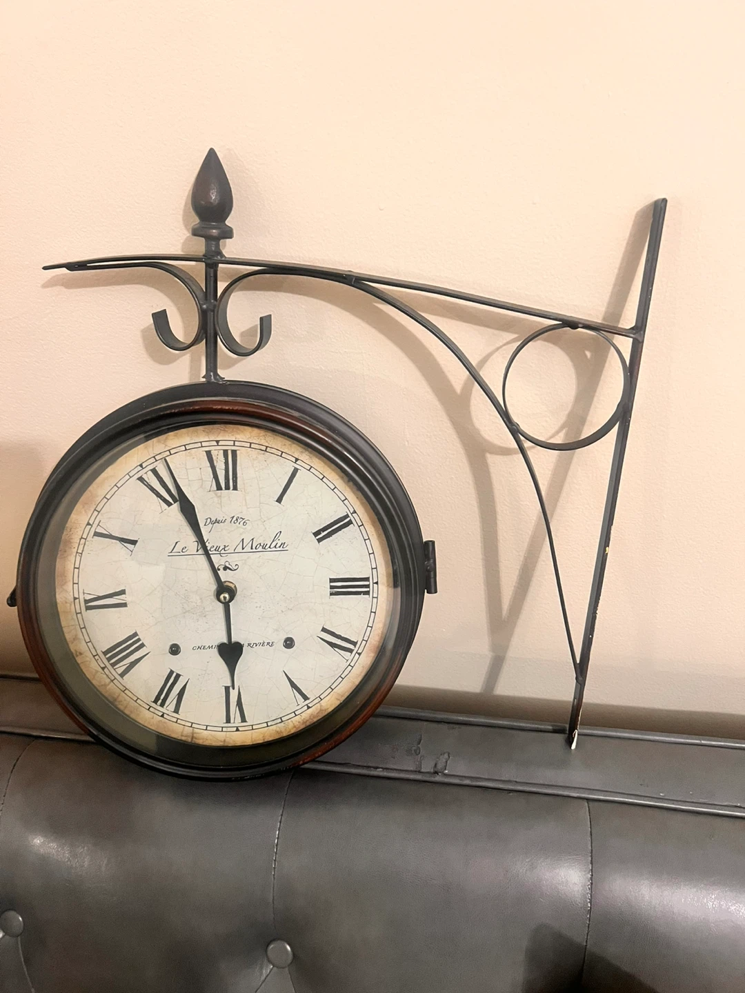 Le Vieux Moulin Double-Sided Station Clock