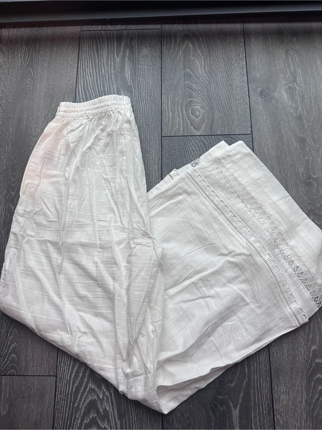 Women’s White Wide-Leg 100% Cotton Pants - M