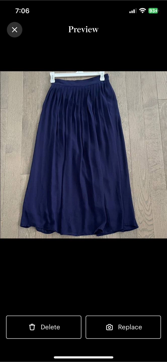 Navy Blue Pleated Maxi Skirt