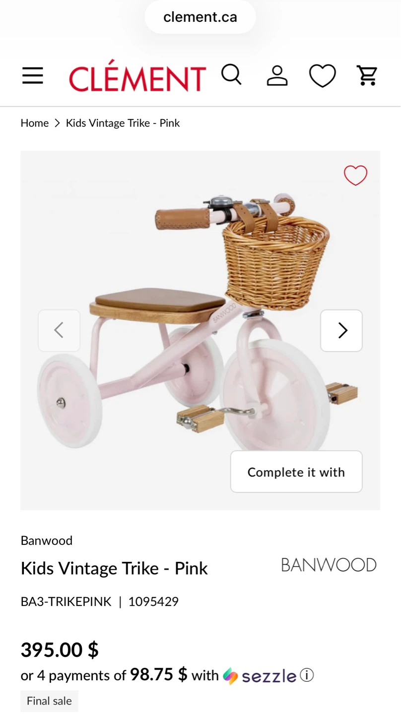 Banwood Kids Vintage Trike - Pink - photo 2