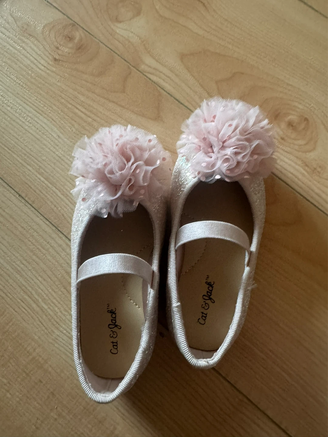 Cat & Jack Girls Glitter Ballet Flats - Pink - Size 5