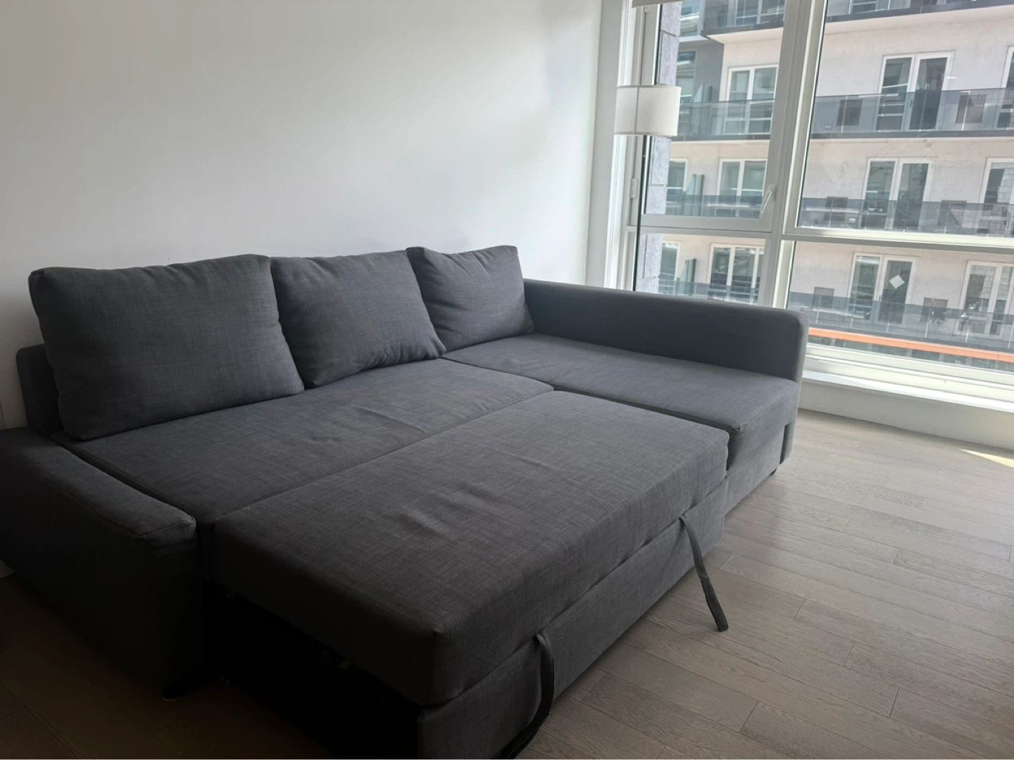 Gray L-Shaped Sofa Bed - photo 2