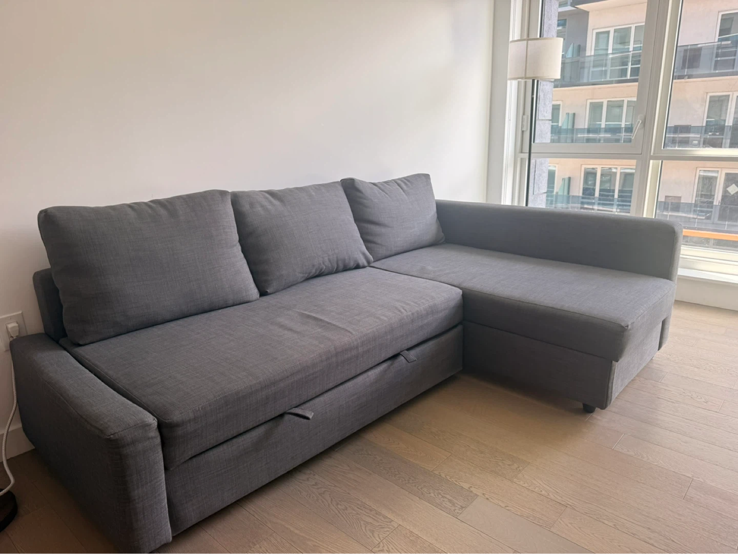 Gray L-Shaped Sofa Bed