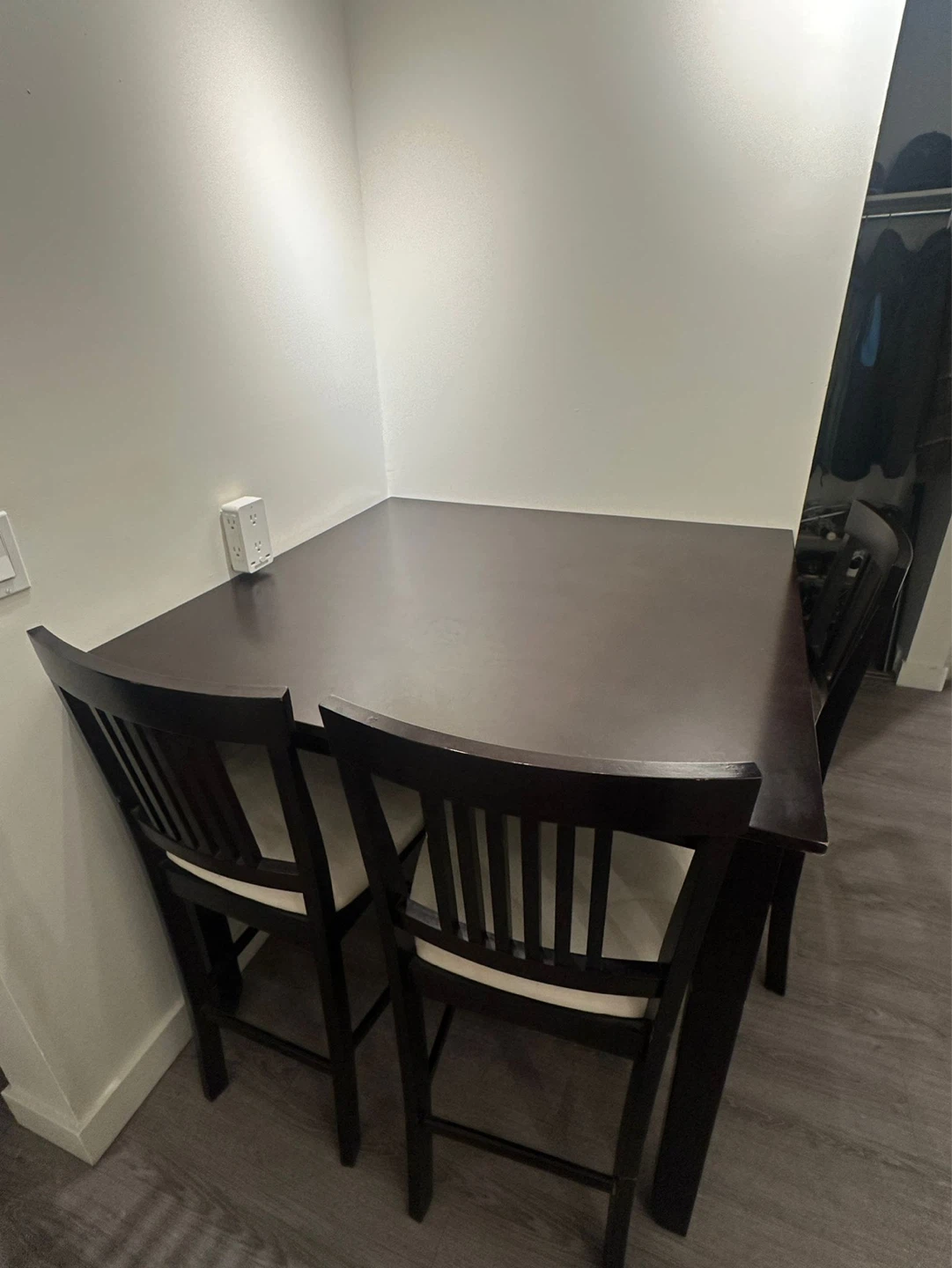 Dark Wood Dining Table with 4 Chairs