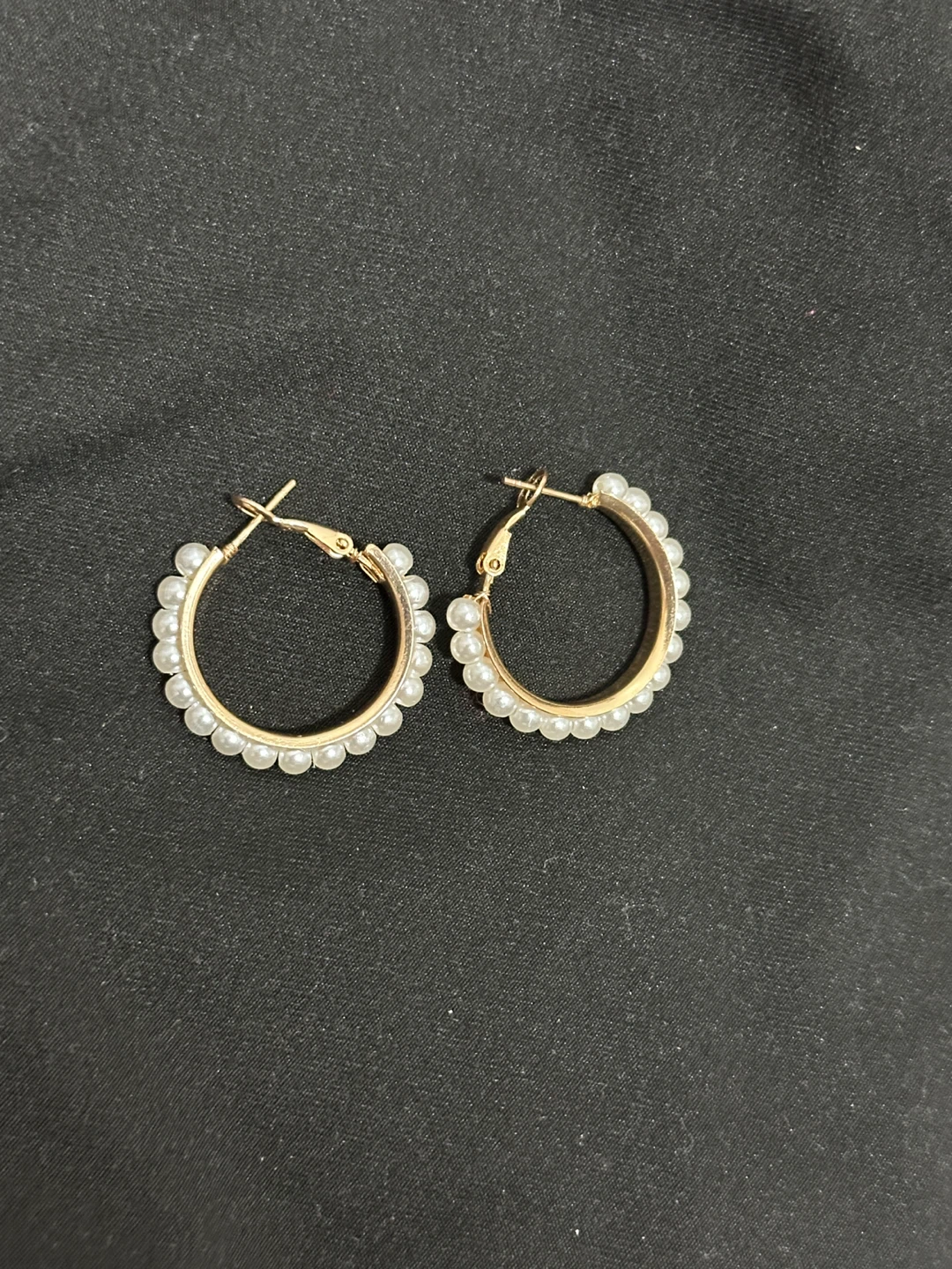 Gold Hoop Earrings with Pearls