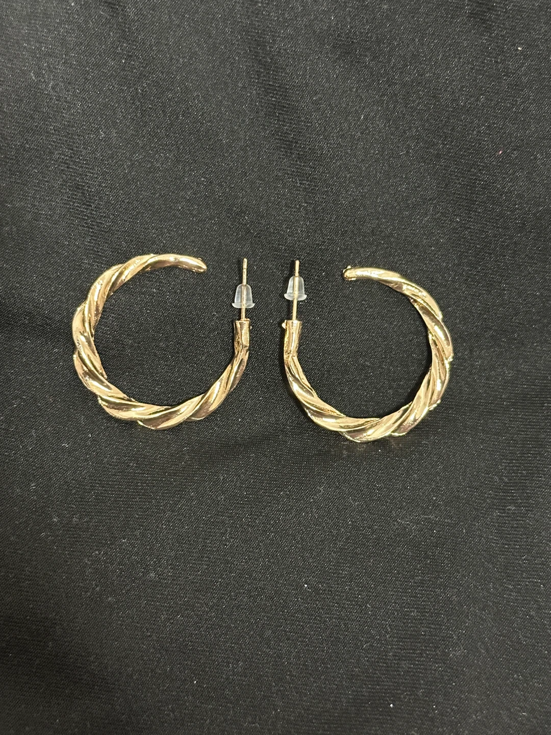 Gold Tone Twisted Hoop Earrings
