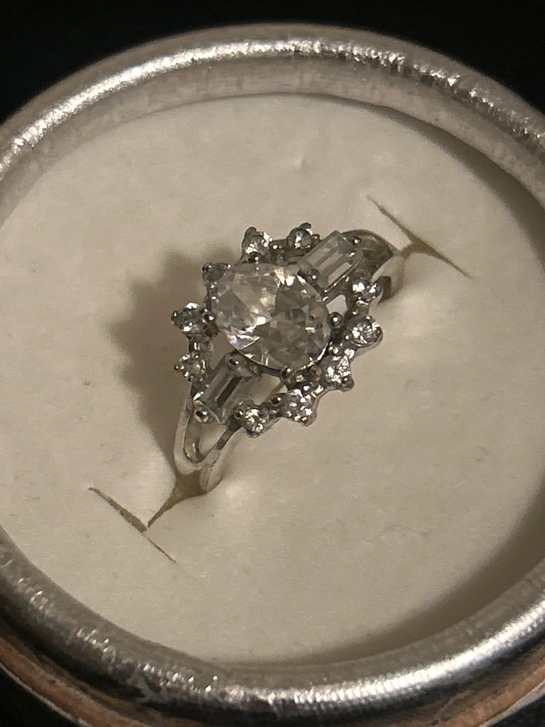 Sparkly Silver Ring with Oval Center Stone