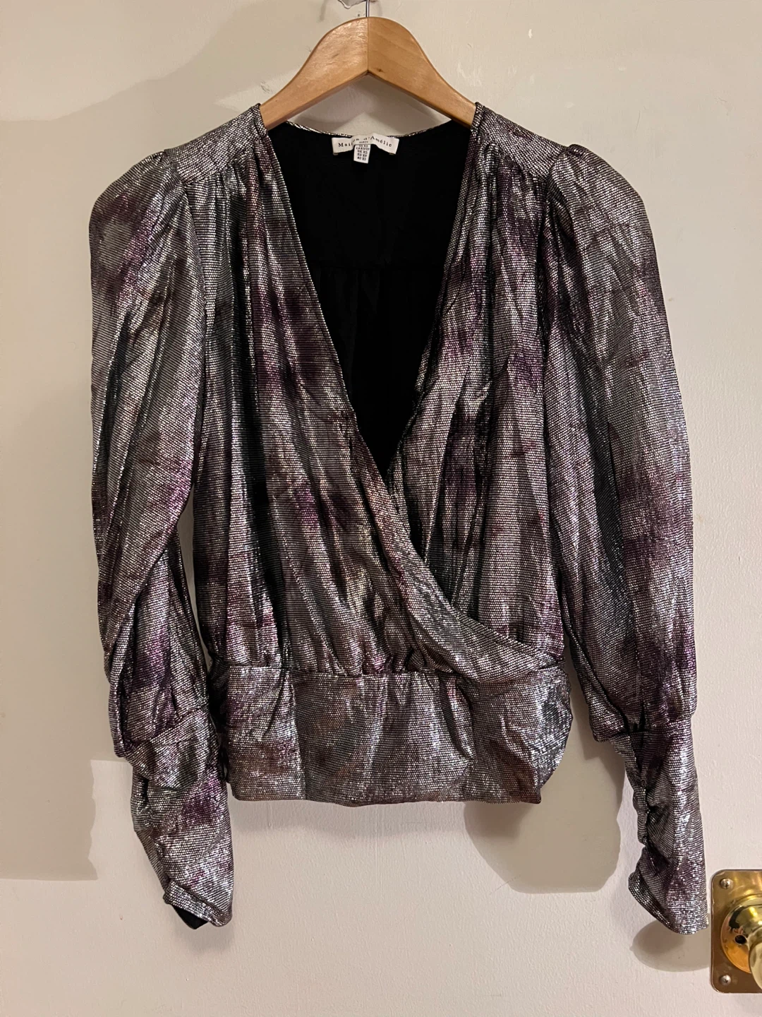 MAISON & AMELIE Metallic Wrap Blouse - photo 2
