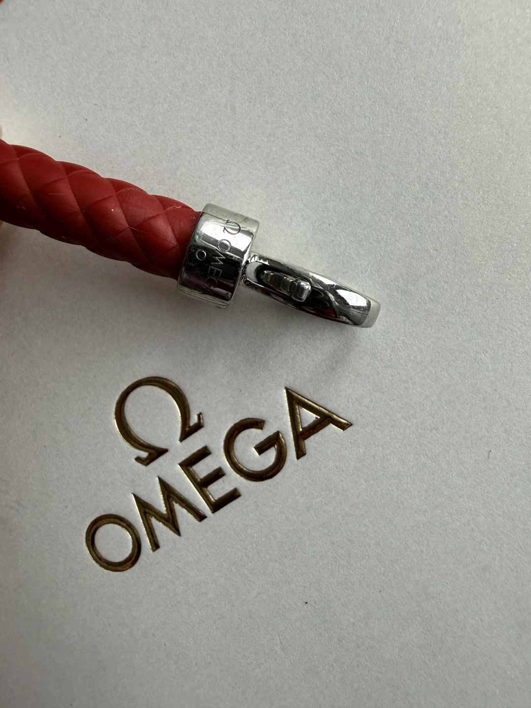 Omega Red Braided Leather Bracelet with Silver Clasp - photo 3