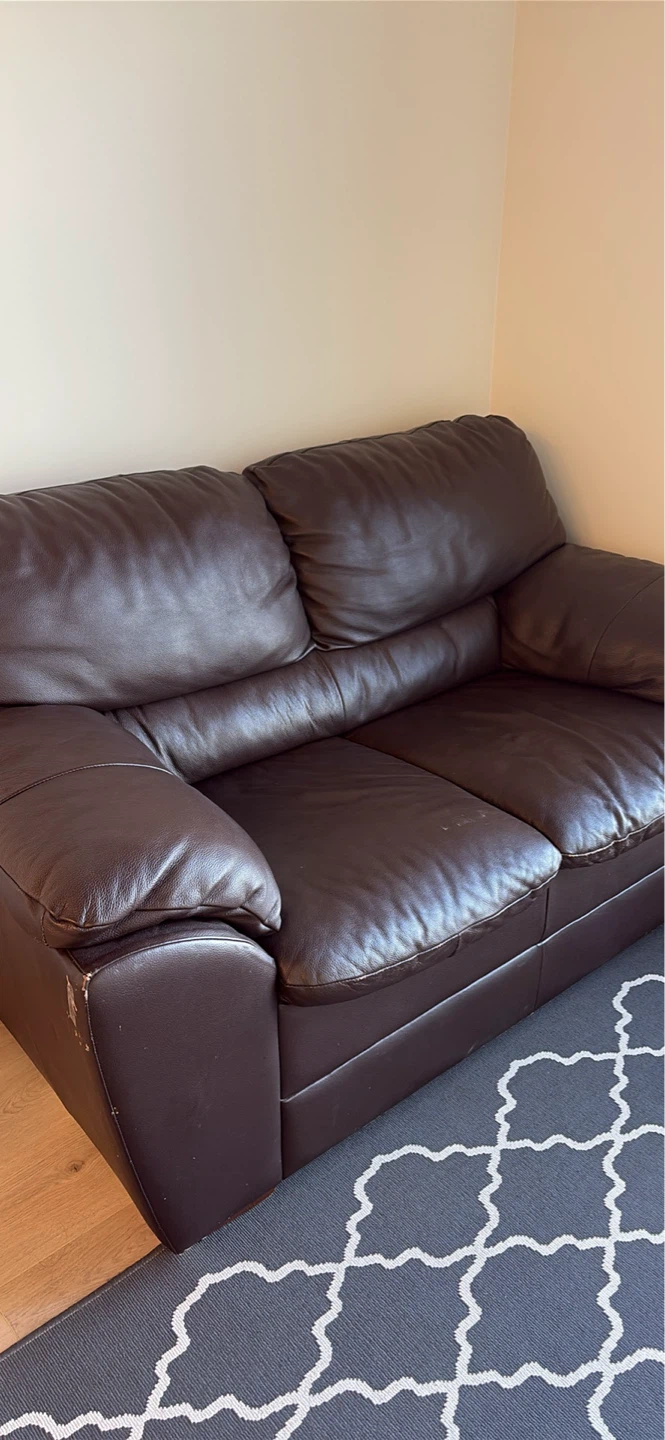 Brown Leather Loveseat Sofa