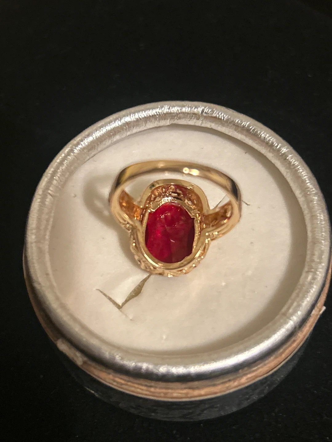 Gold-tone Ring with Red Stone - photo 3