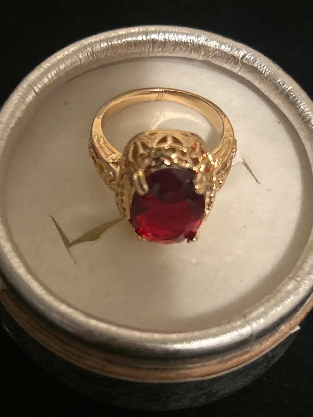Gold-tone Ring with Red Stone - photo 2