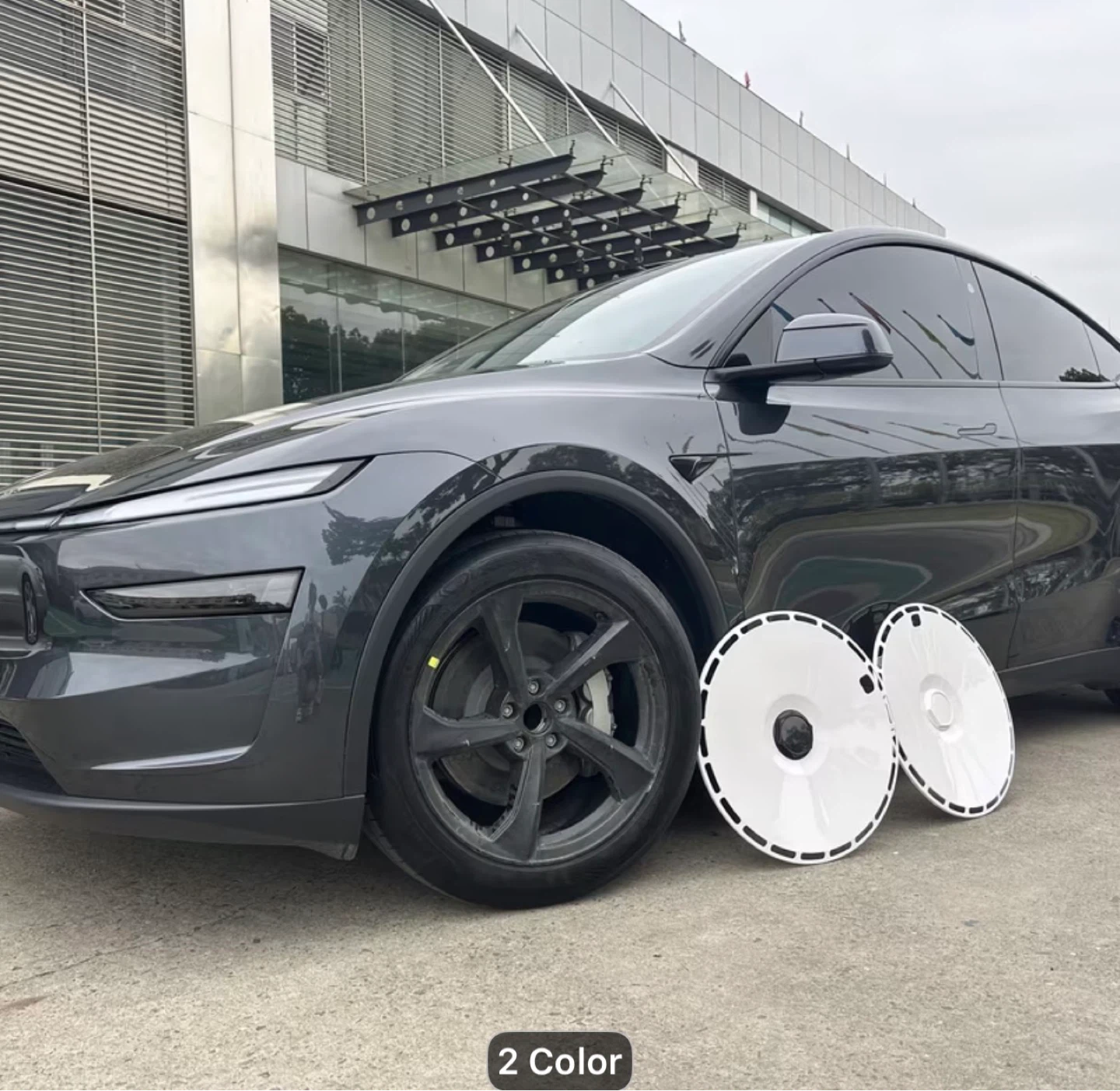4pc White Wheel Covers for Tesla Model  Y juniper
