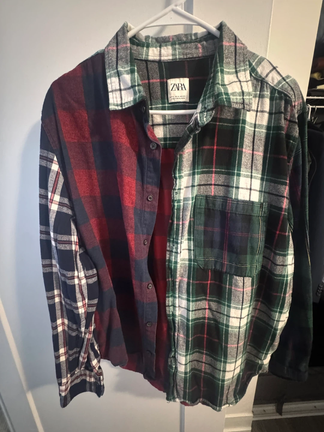 Zara Colour Block Plaid Flannel Shirt