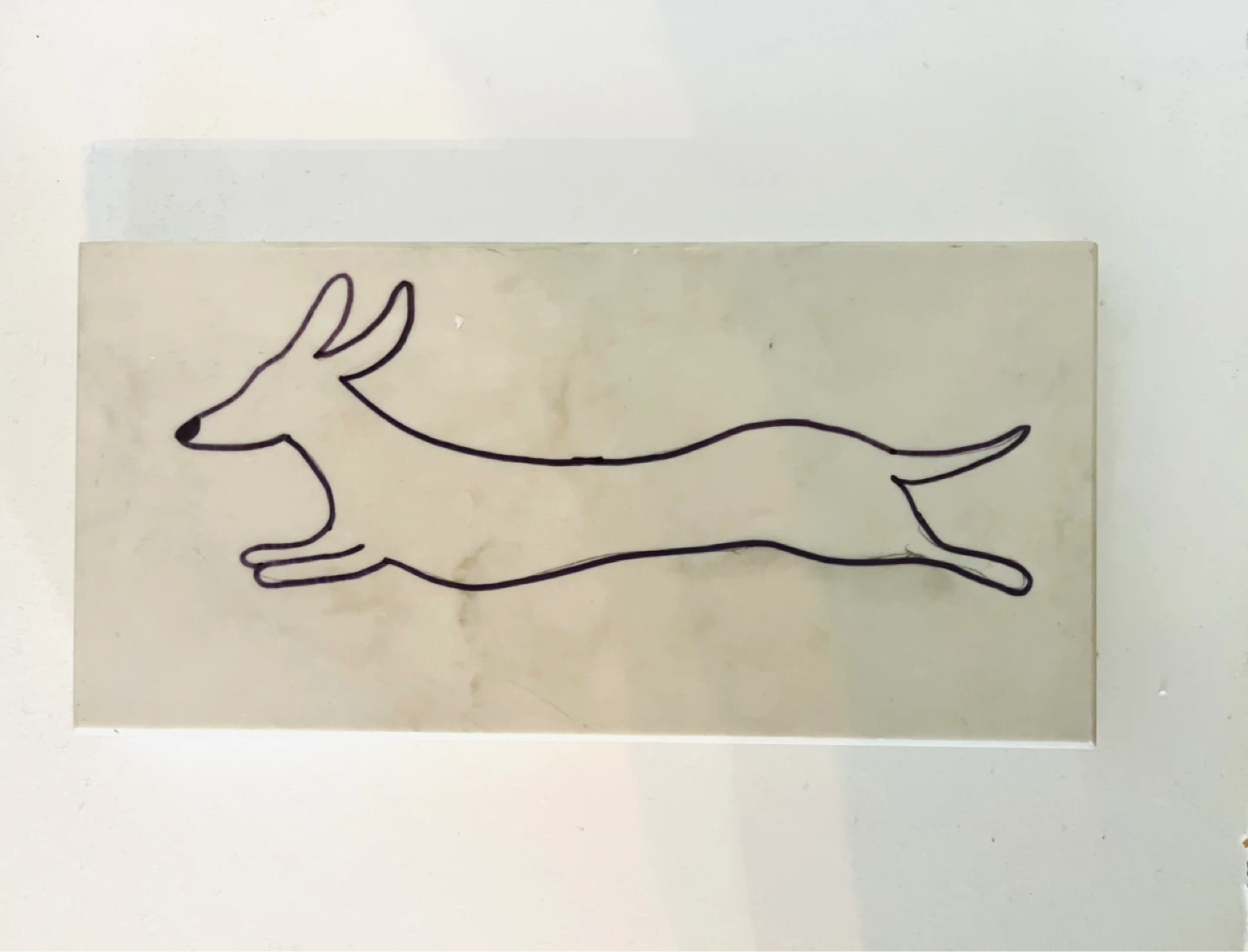 Hand-drawn Dog Art on Polished Quartz - photo 3