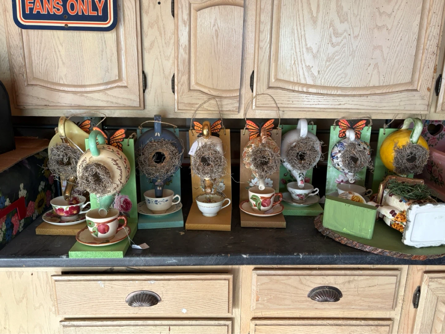 Teacup Birdhouse Garden Decor Set - photo 5