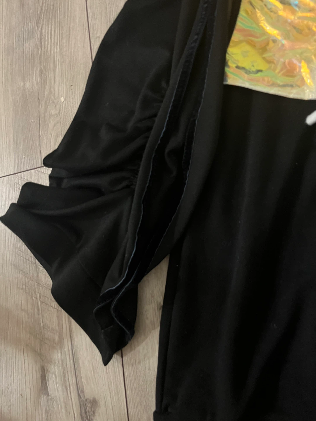 Black Ruched Sleeve Dress with Iridescent Corset Belt - photo 3