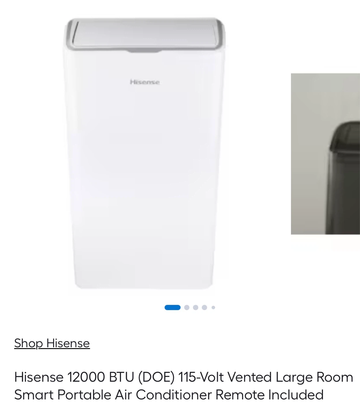 Hisense 12000 BTU Portable Air Conditioner with Remote