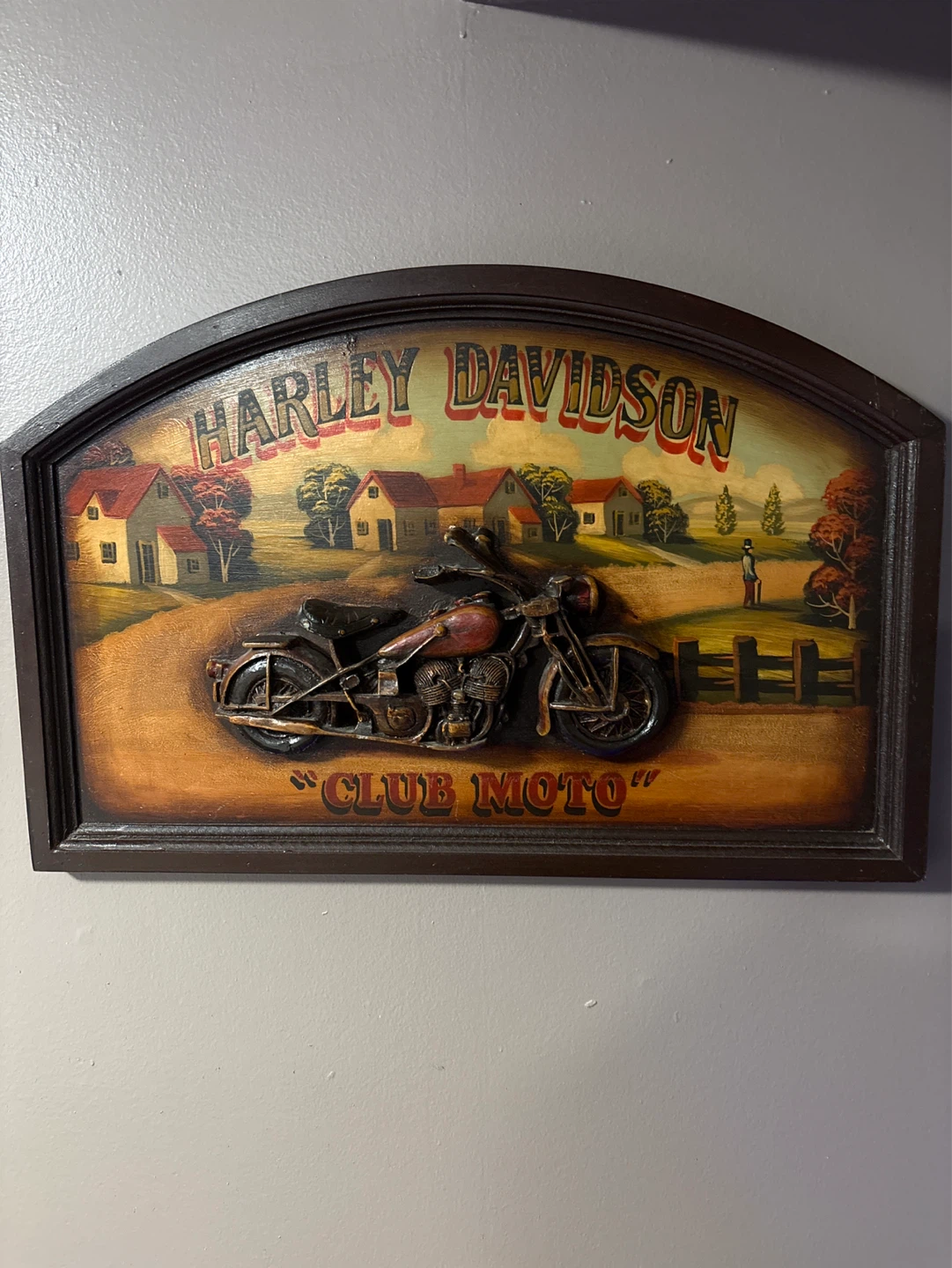 Vintage Harley Davidson ‘Club Moto’ Style Carving