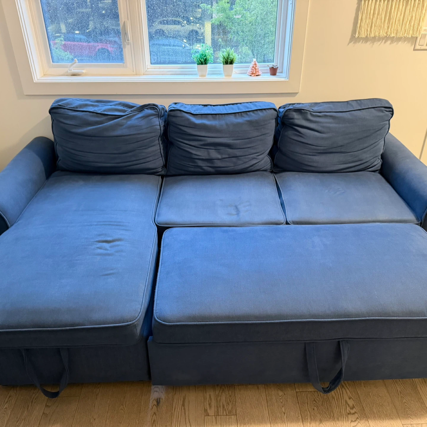 Blue Sectional Sofa with Storage