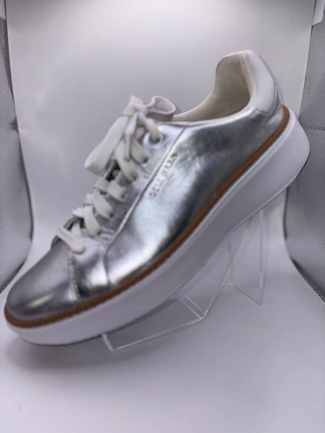 7.5 - Like New! Cole Haan Silver Leather Sneakers - photo 3