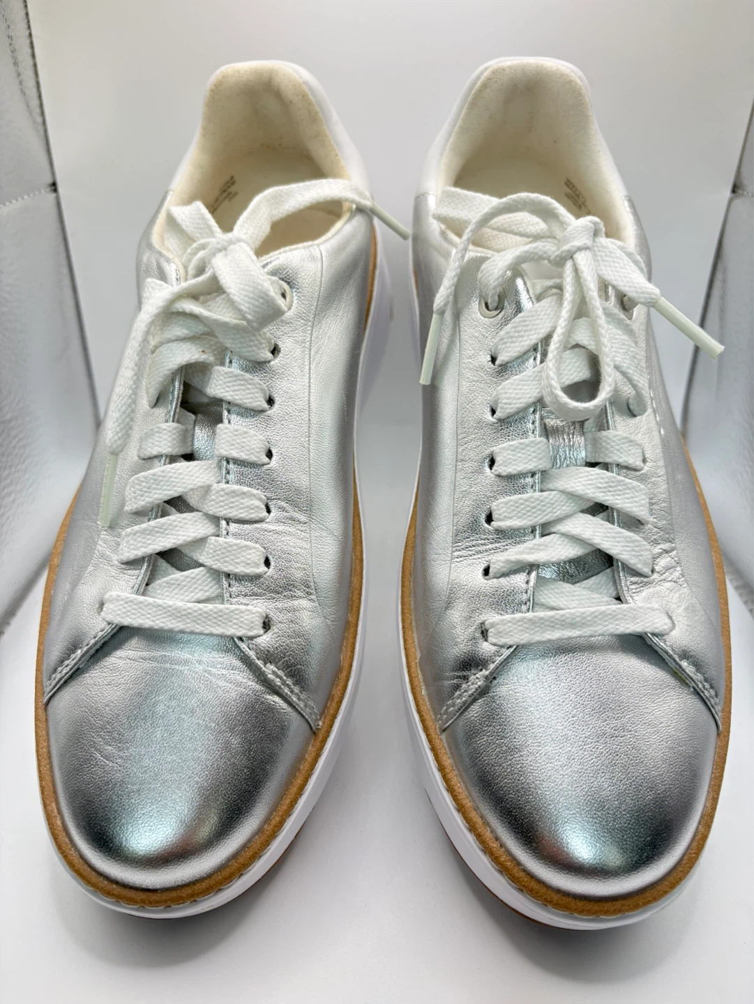 7.5 - Like New! Cole Haan Silver Leather Sneakers