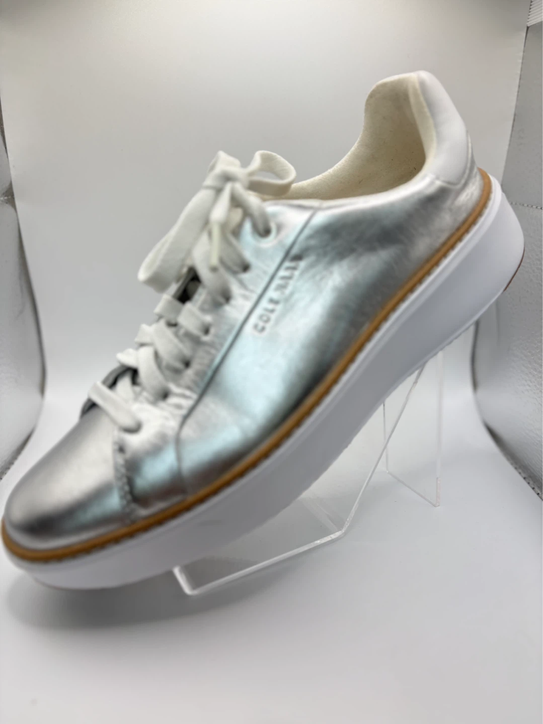 7.5 - Like New! Cole Haan Silver Leather Sneakers - photo 5