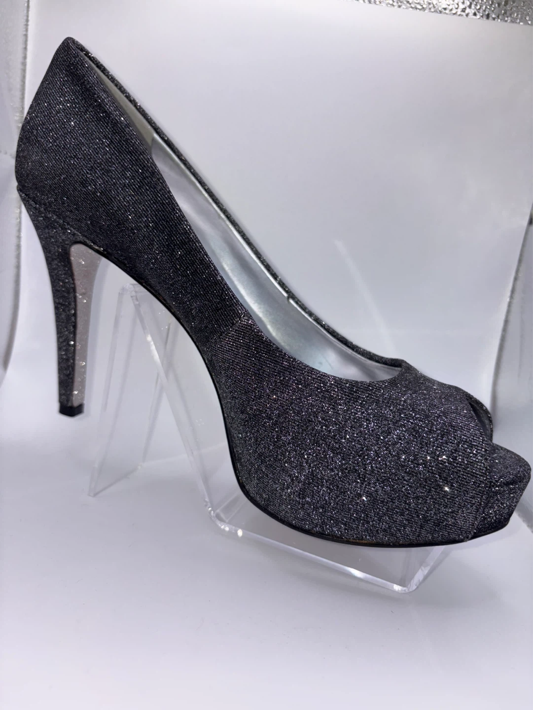 7.5 - Nine West Women's Glitter Peep-Toe Heels - photo 5