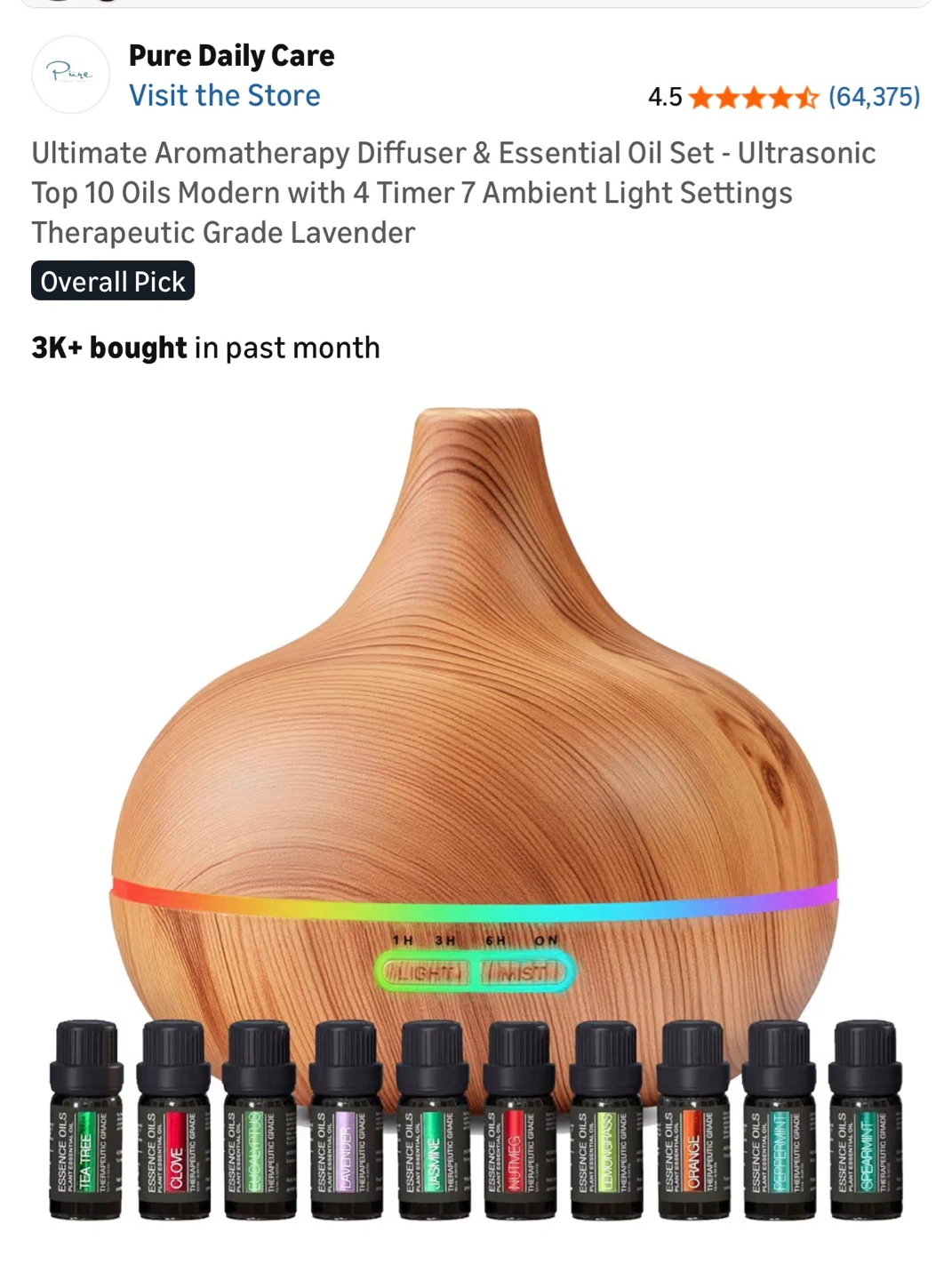 Pure Daily Care Aromatherapy Diffuser & Essential Oil Set