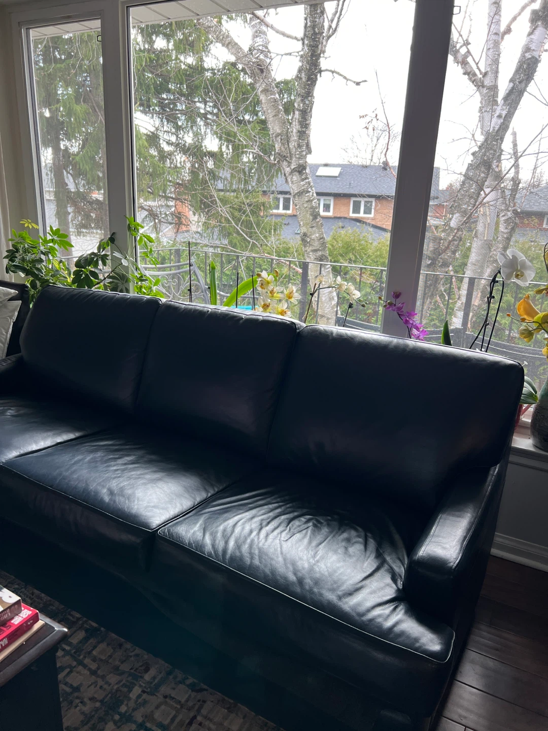 Pair of Dark Blue Faux Leather Accent Chairs