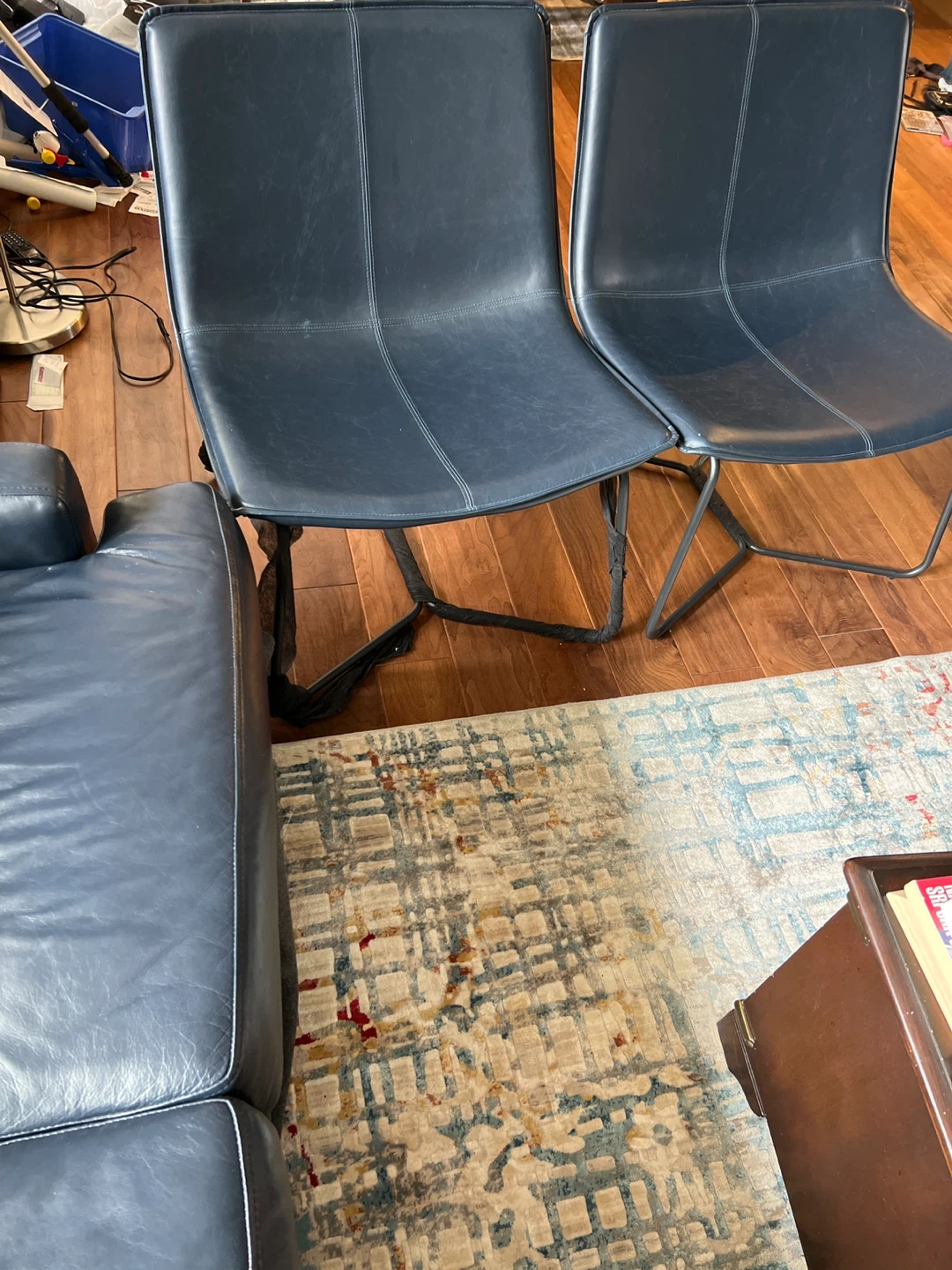 Pair of Dark Blue Faux Leather Accent Chairs - photo 4