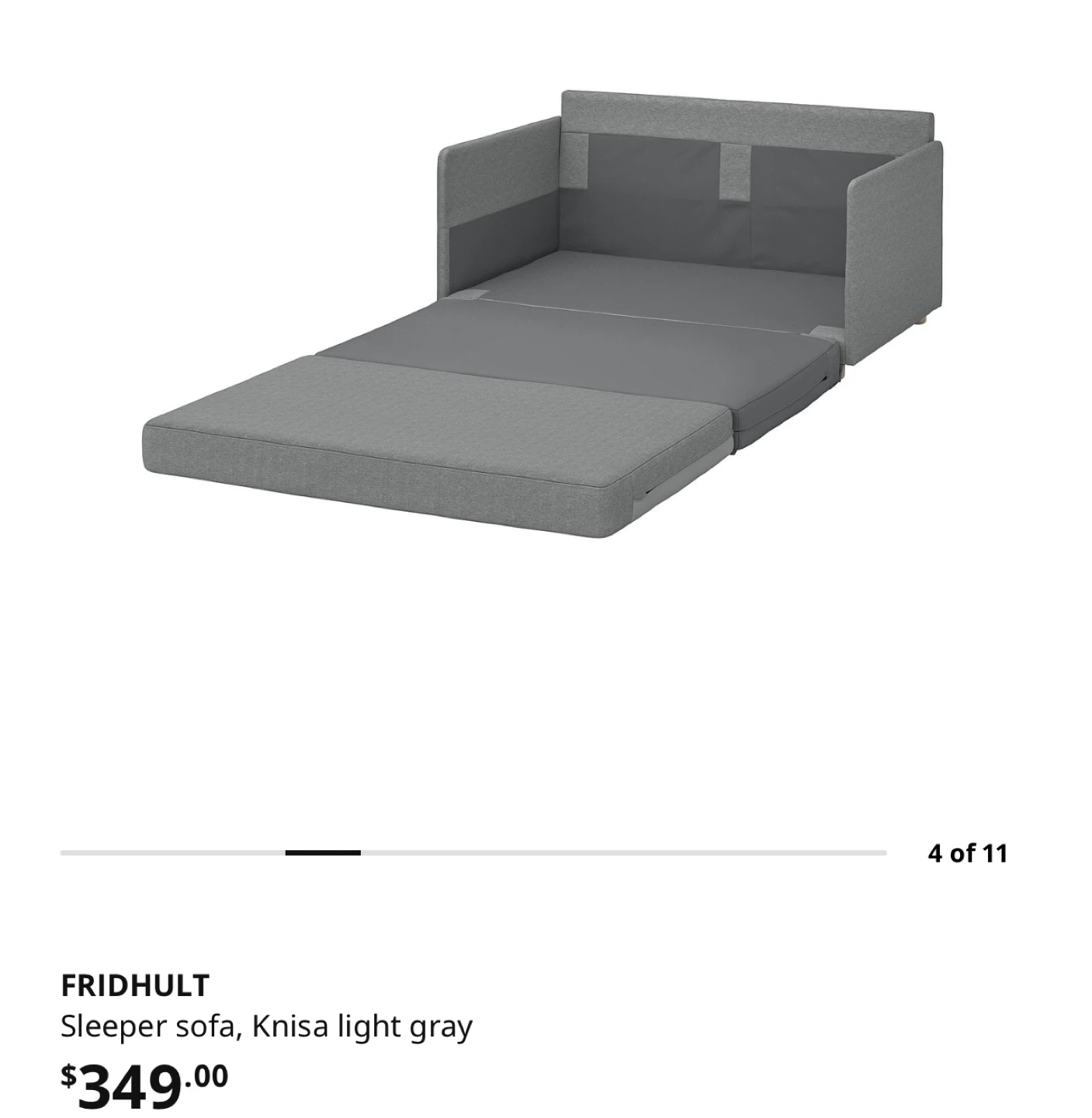IKEA FRIDHULT Sleeper Sofa - Knisa Light Gray - photo 3