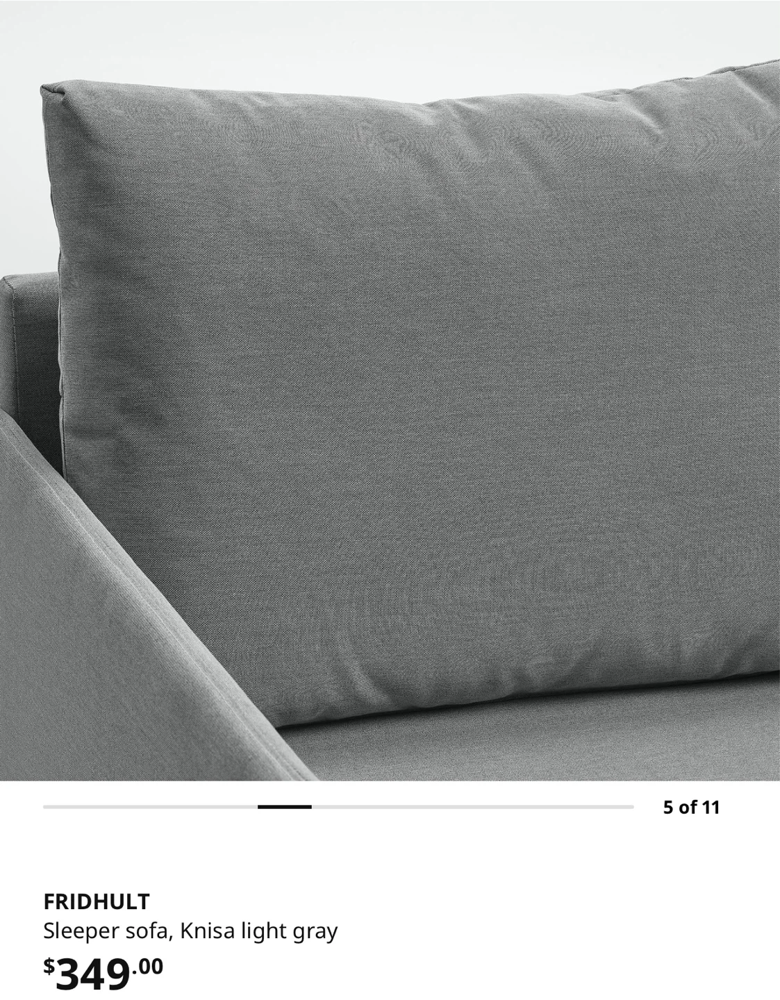 IKEA FRIDHULT Sleeper Sofa - Knisa Light Gray - photo 2