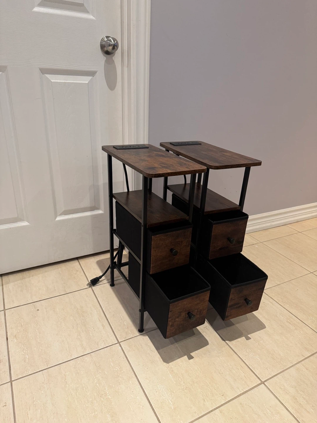 2pc Side Tables with Built-in Power Outlets & USB Ports - photo 2
