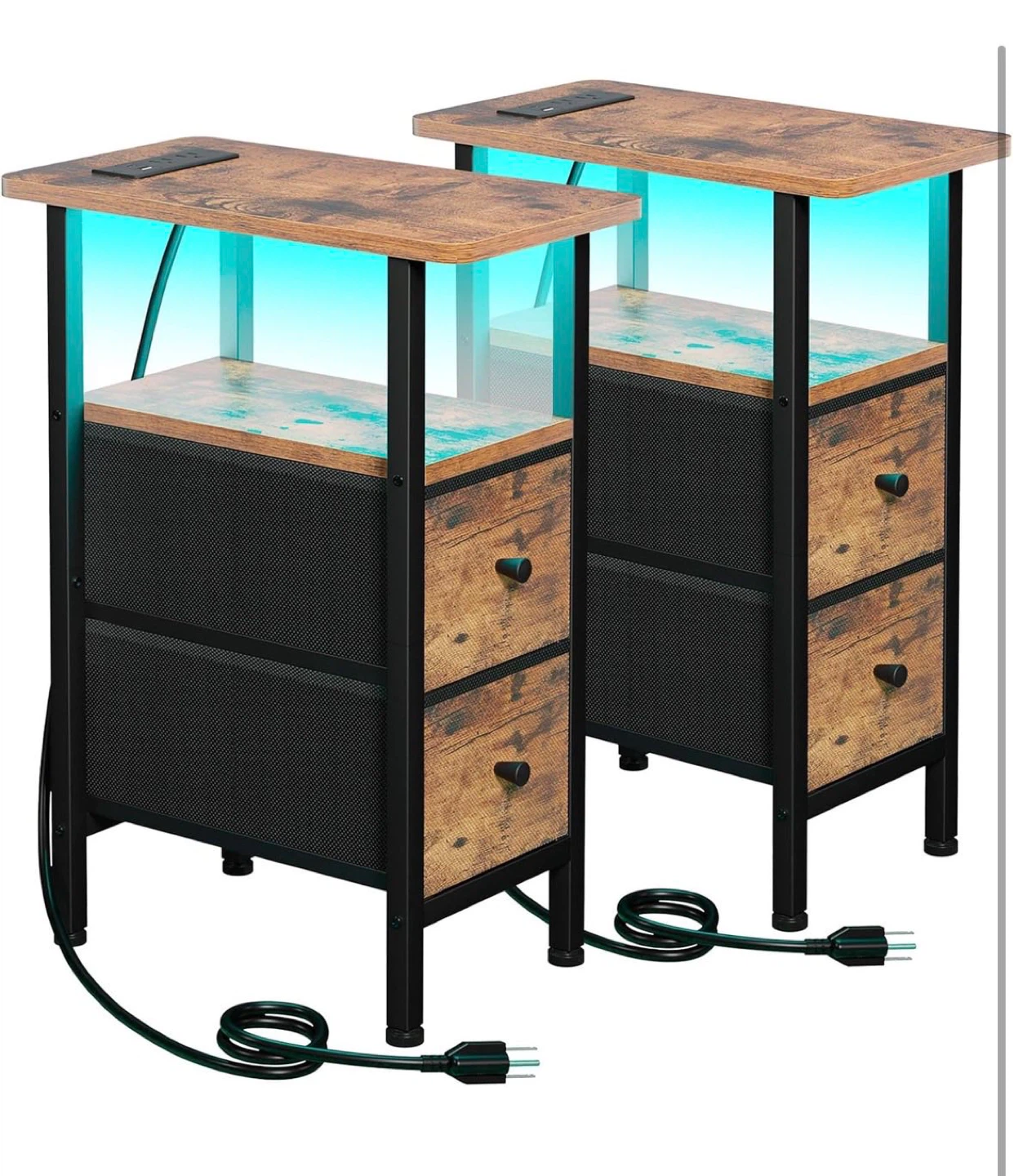 2pc Side Tables with Built-in Power Outlets & USB Ports - photo 5