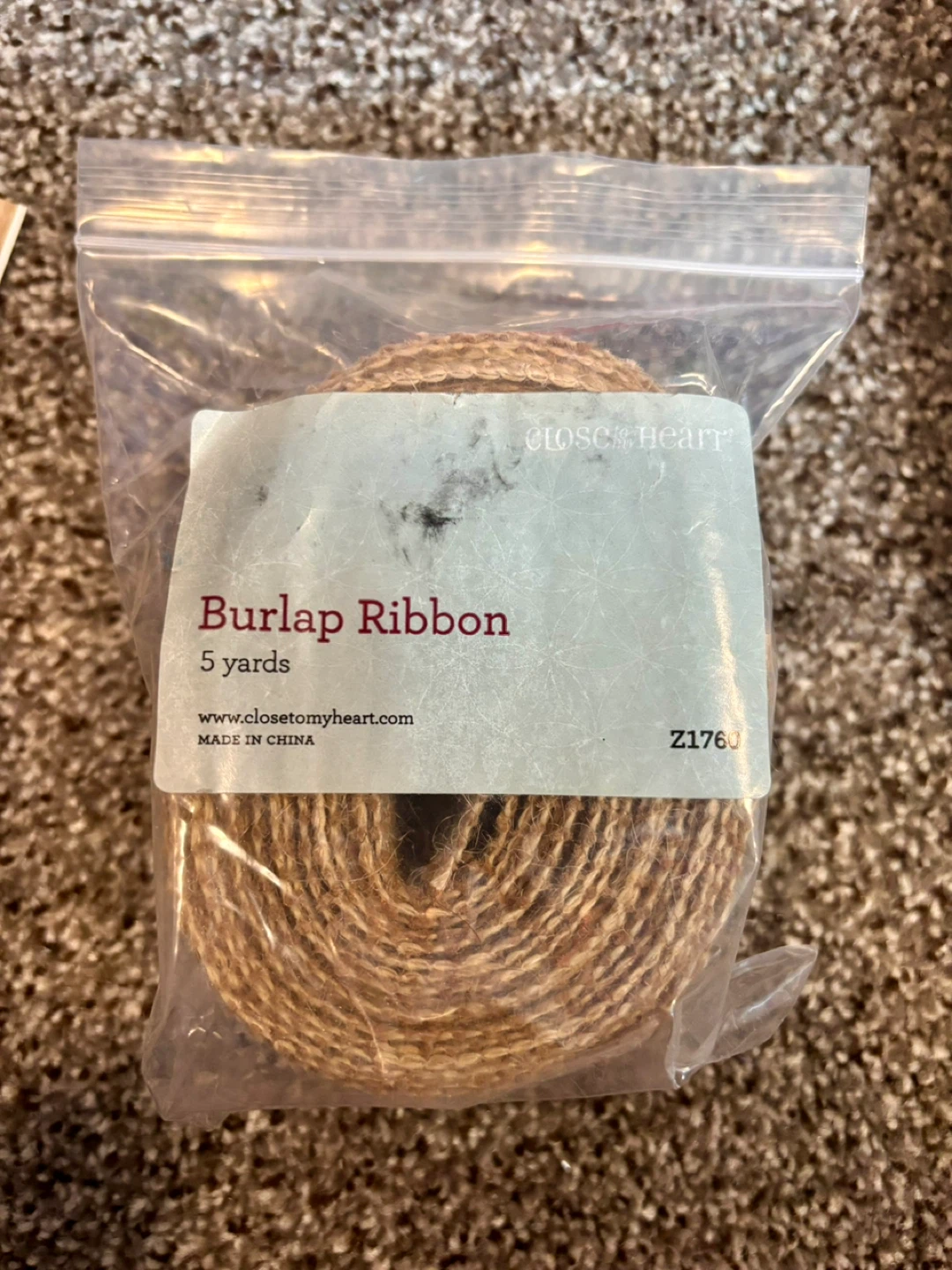 Close to My Heart Burlap Ribbon - 5 yards