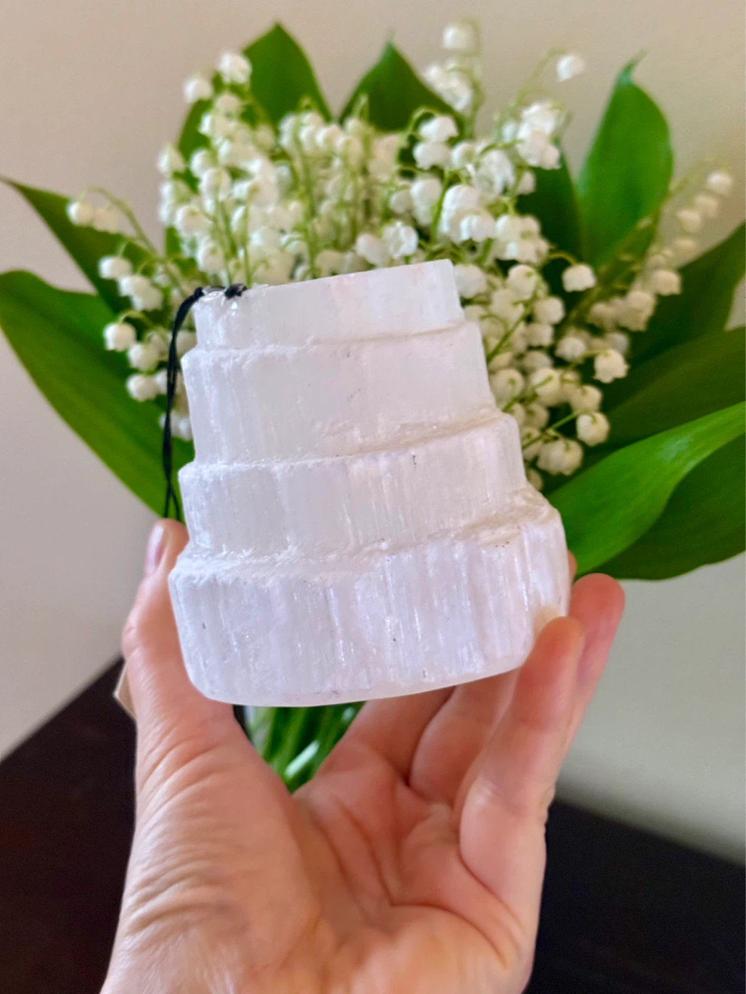 NWT Moroccan Selenite Crystal 4 Tier Candle Holder