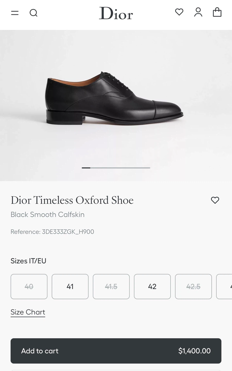 Dior Men's Black Leather Oxford Shoes - Size 12