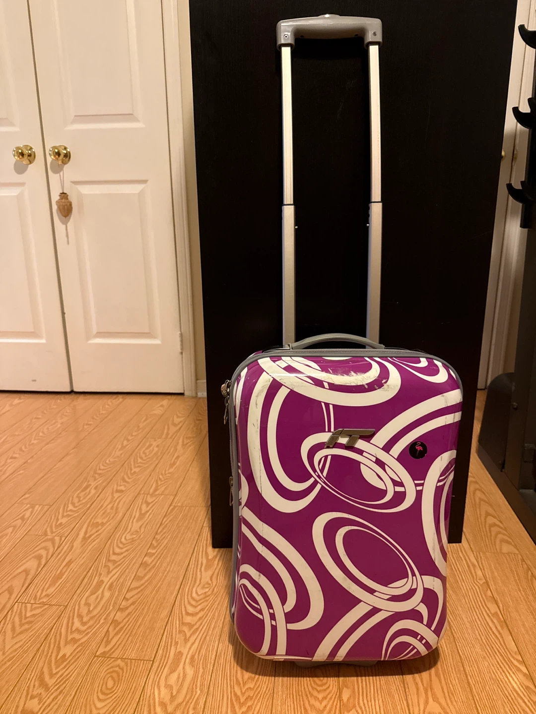 Purple and White Swirl Hard Shell Carry-On Suitcase