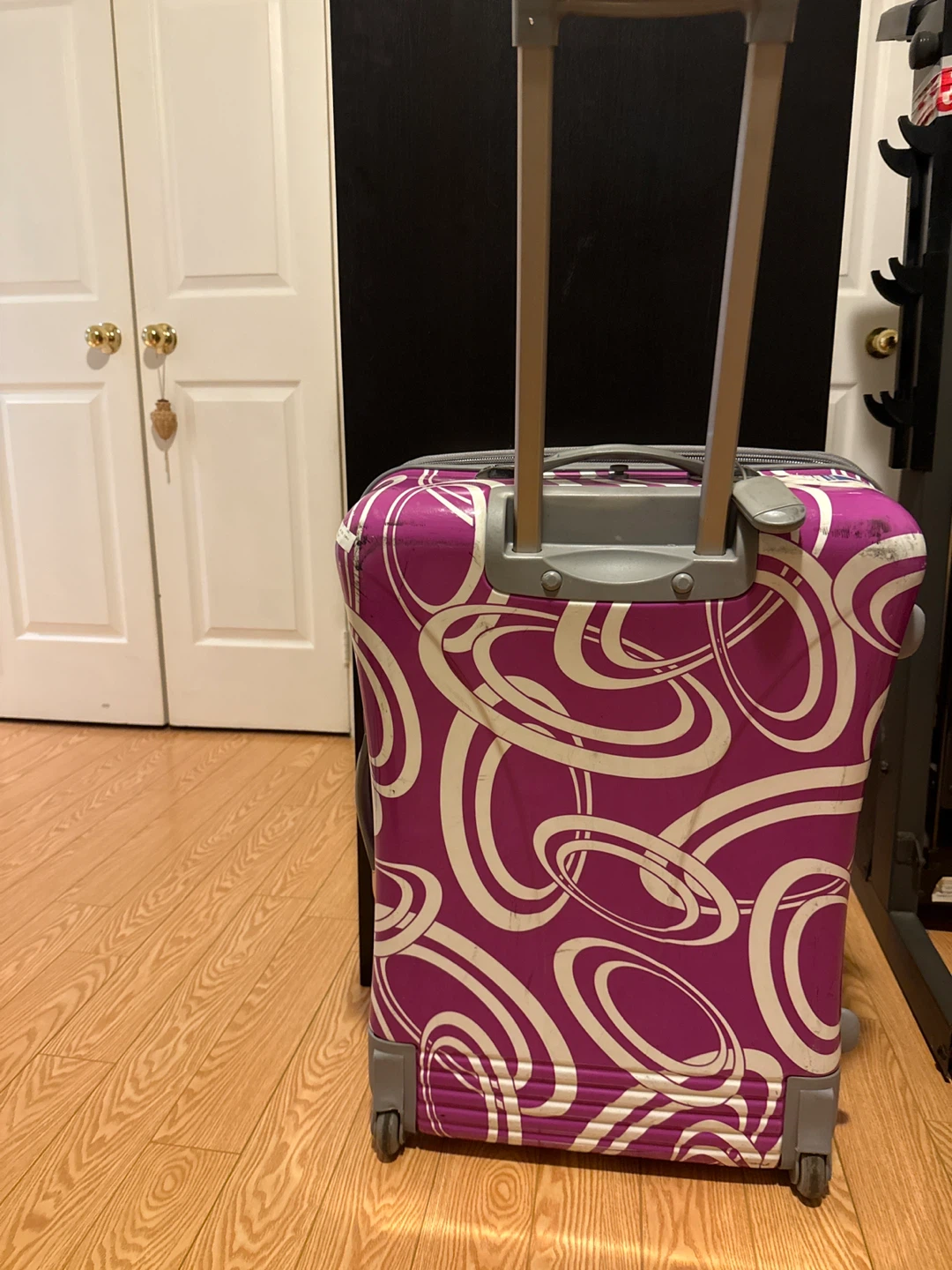 Purple and White Swirl Hard Shell Carry-On Suitcase - photo 2